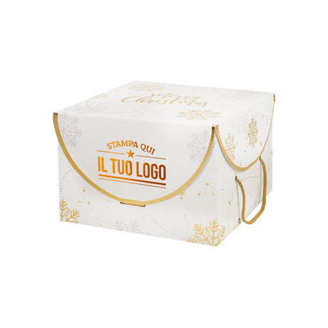 Scatola Portapanettone Fiocco di Neve con cordini Personalizzabile