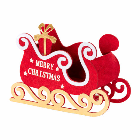 CESTO SLITTA PANNO ROSSO CON SCRITTA " MERRY CHRISTMAS "