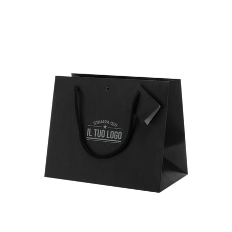 Shopper Carta Kraft Nero Orizzontale con Tag&foro Personalizzabile
