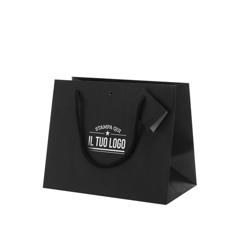 Shopper Carta Kraft Nero Orizzontale con Tag&foro Personalizzabile