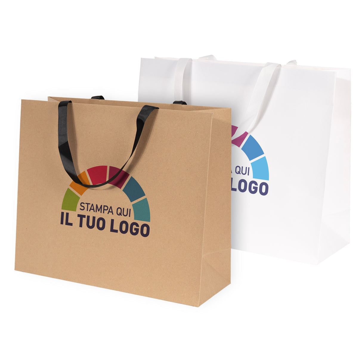 Shopper Carta Elegance manico Gros Grain Personalizzabile a colori