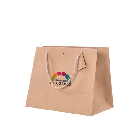 Shopper Kraft Lusso Avana Personallizzata Foro e Tag a Colori
