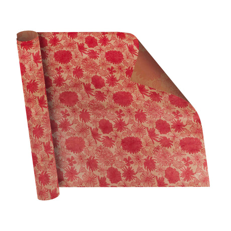 Bobina Carta Kraft Avana Fiori Lampone