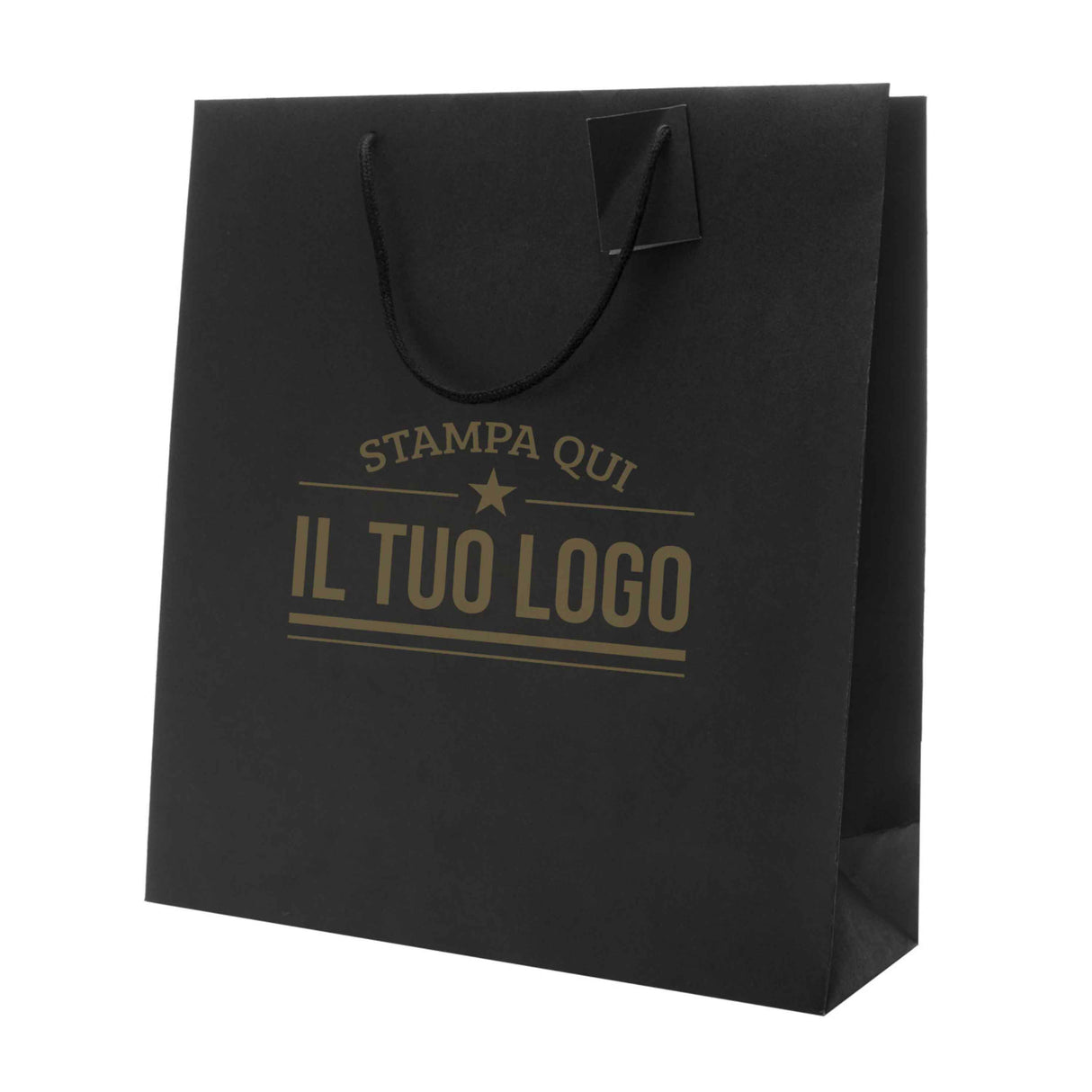 Shopper Carta Lusso Verticale Nera Personalizzata