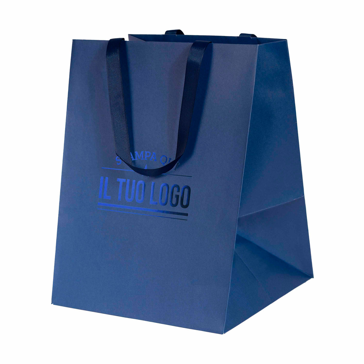 Shopper Carta Elegance manico Gros Grain Fondo Largo Personalizzabile a Caldo