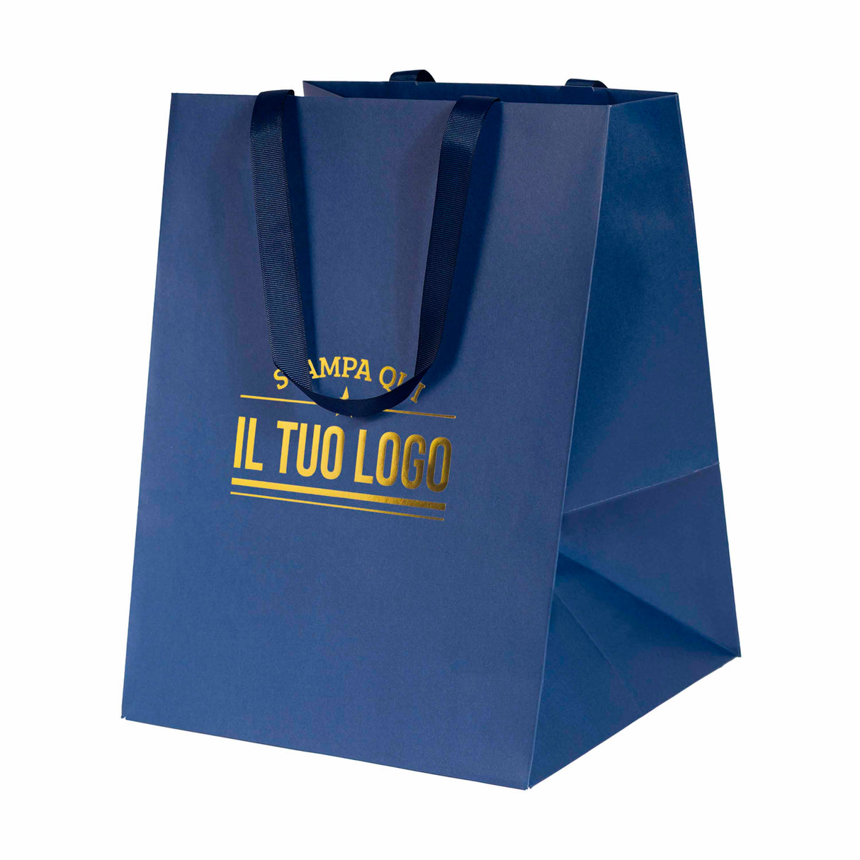 Shopper Carta Elegance manico Gros Grain Fondo Largo Personalizzabile a Caldo