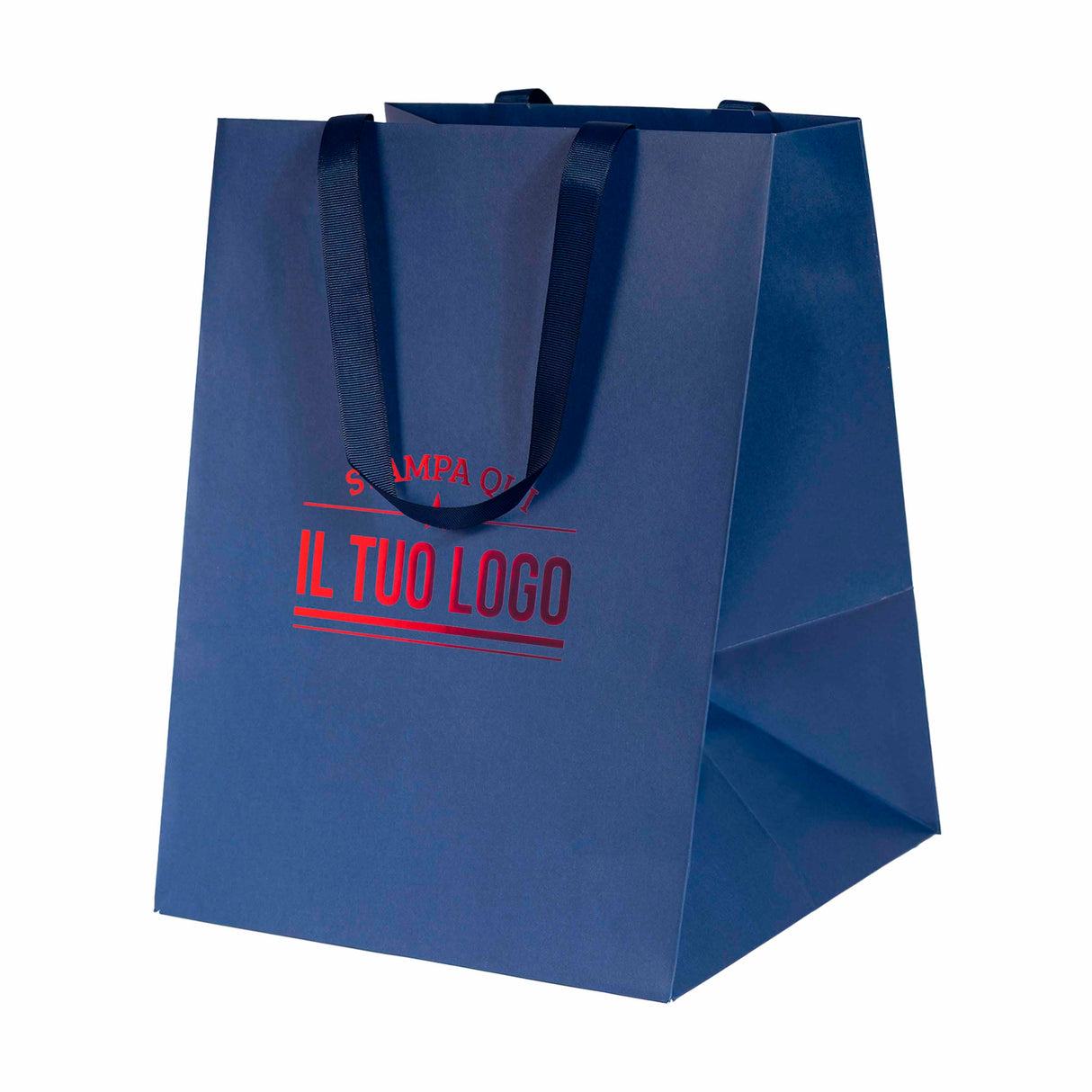 Shopper Carta Elegance manico Gros Grain Fondo Largo Personalizzabile a Caldo