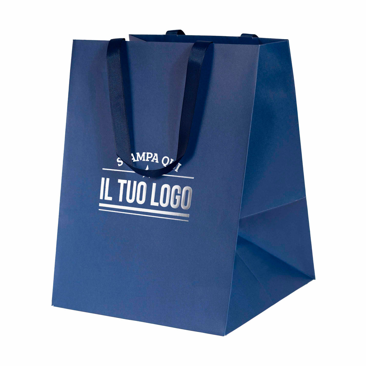 Shopper Carta Elegance manico Gros Grain Fondo Largo Personalizzabile a Caldo