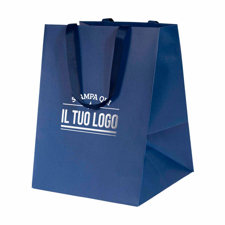 Shopper Carta Elegance manico Gros Grain Fondo Largo Personalizzabile a Caldo