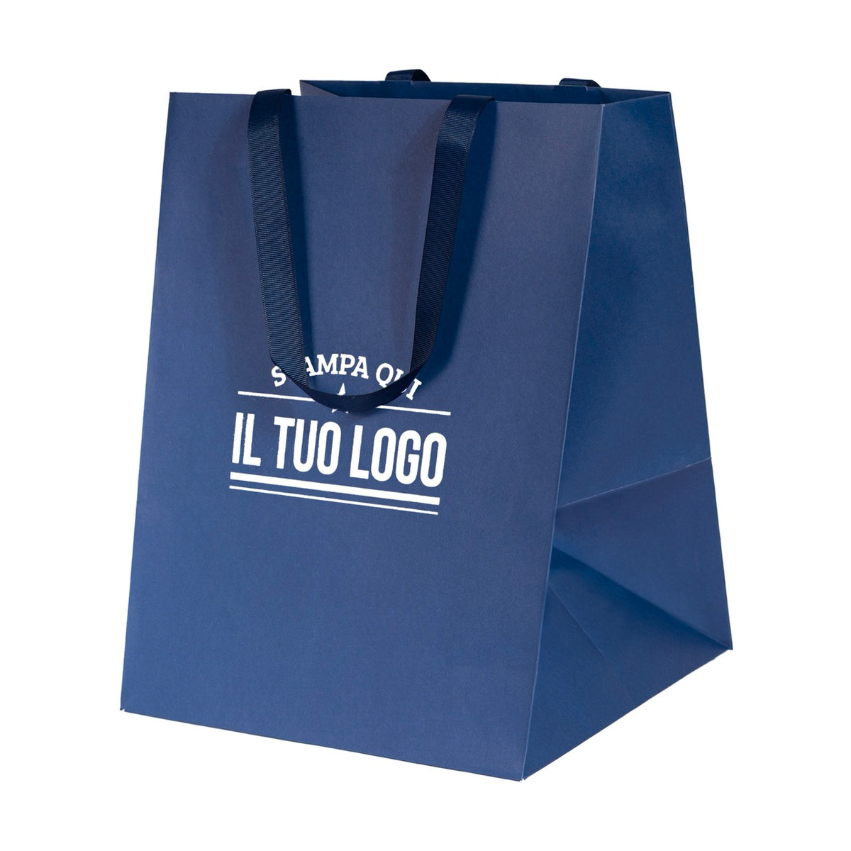 Shopper Carta Elegance manico Gros Grain Fondo Largo Personalizzabile a Caldo
