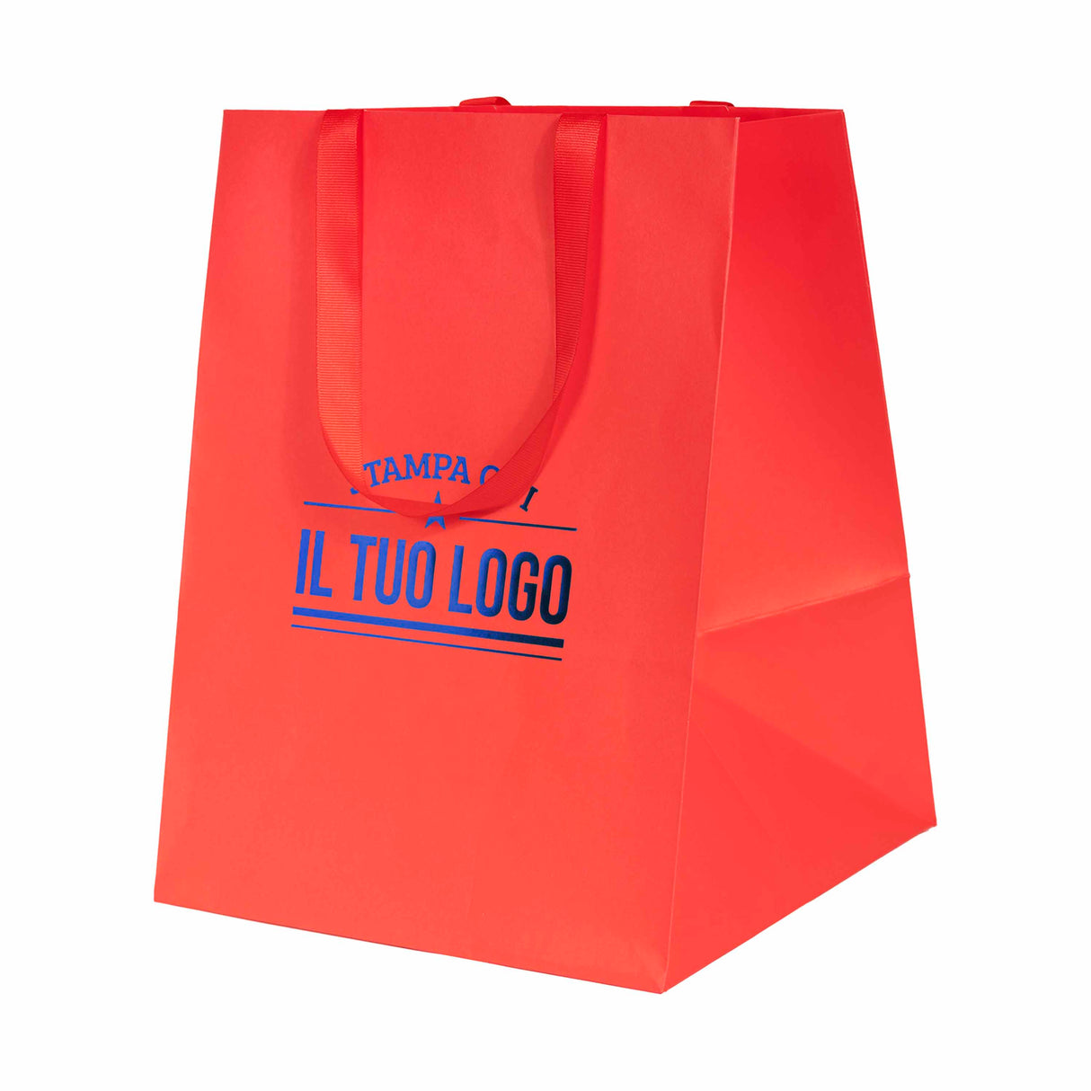 Shopper Carta Elegance manico Gros Grain Fondo Largo Personalizzabile a Caldo