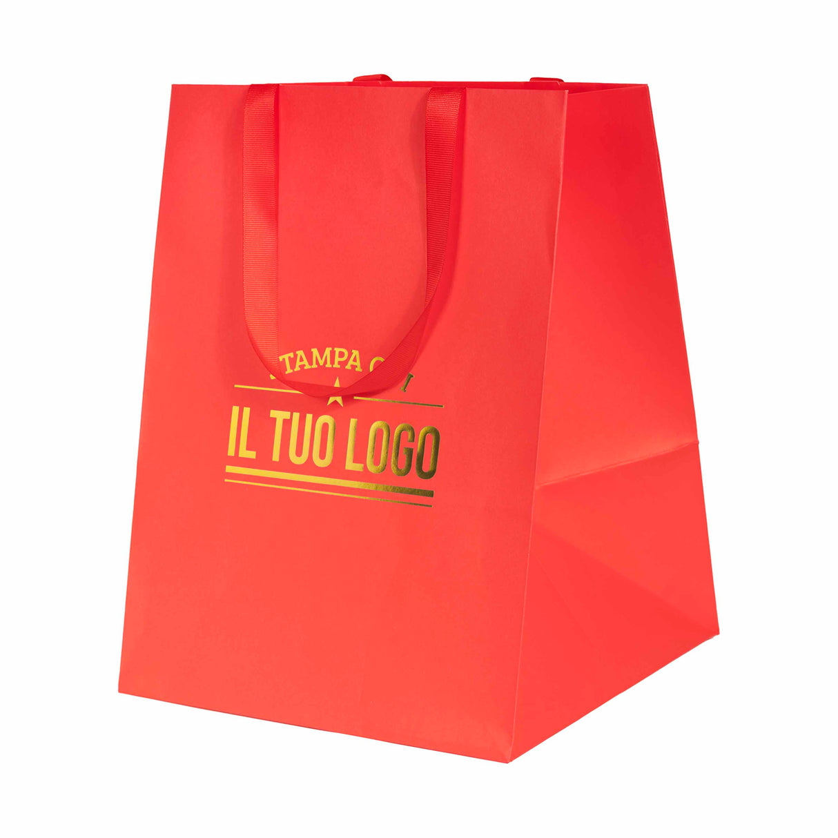 Shopper Carta Elegance manico Gros Grain Fondo Largo Personalizzabile a Caldo