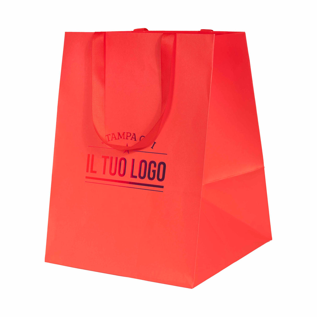 Shopper Carta Elegance manico Gros Grain Fondo Largo Personalizzabile a Caldo