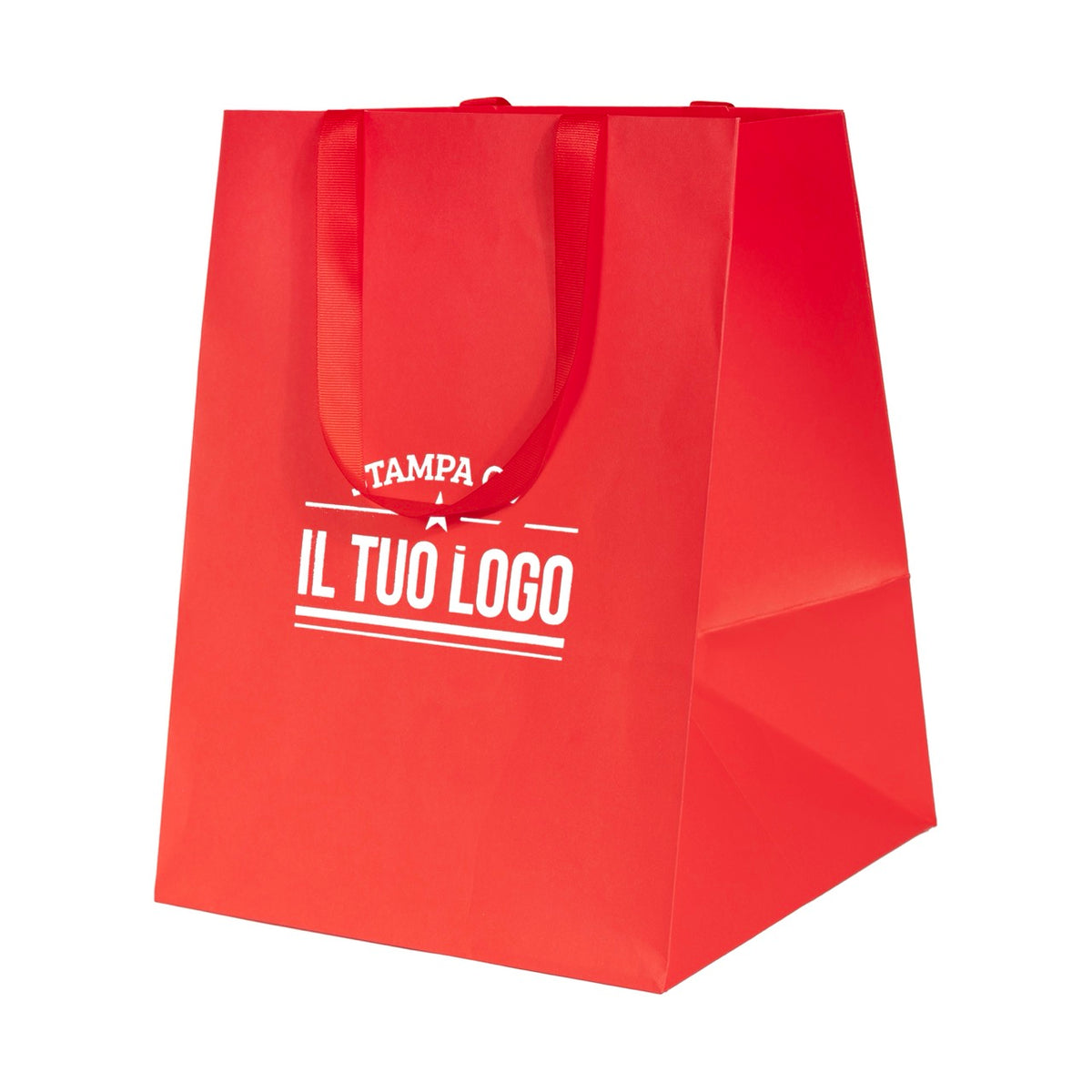 Shopper Carta Elegance manico Gros Grain Fondo Largo Personalizzabile a Caldo