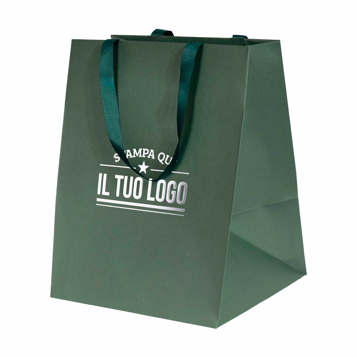 Shopper Carta Elegance manico Gros Grain Fondo Largo Personalizzabile a Caldo