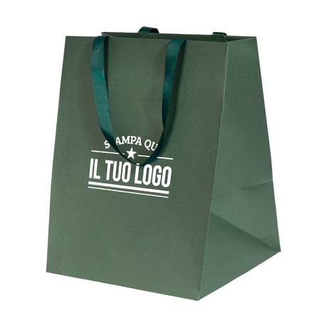 Shopper Carta Elegance manico Gros Grain Fondo Largo Personalizzabile a Caldo