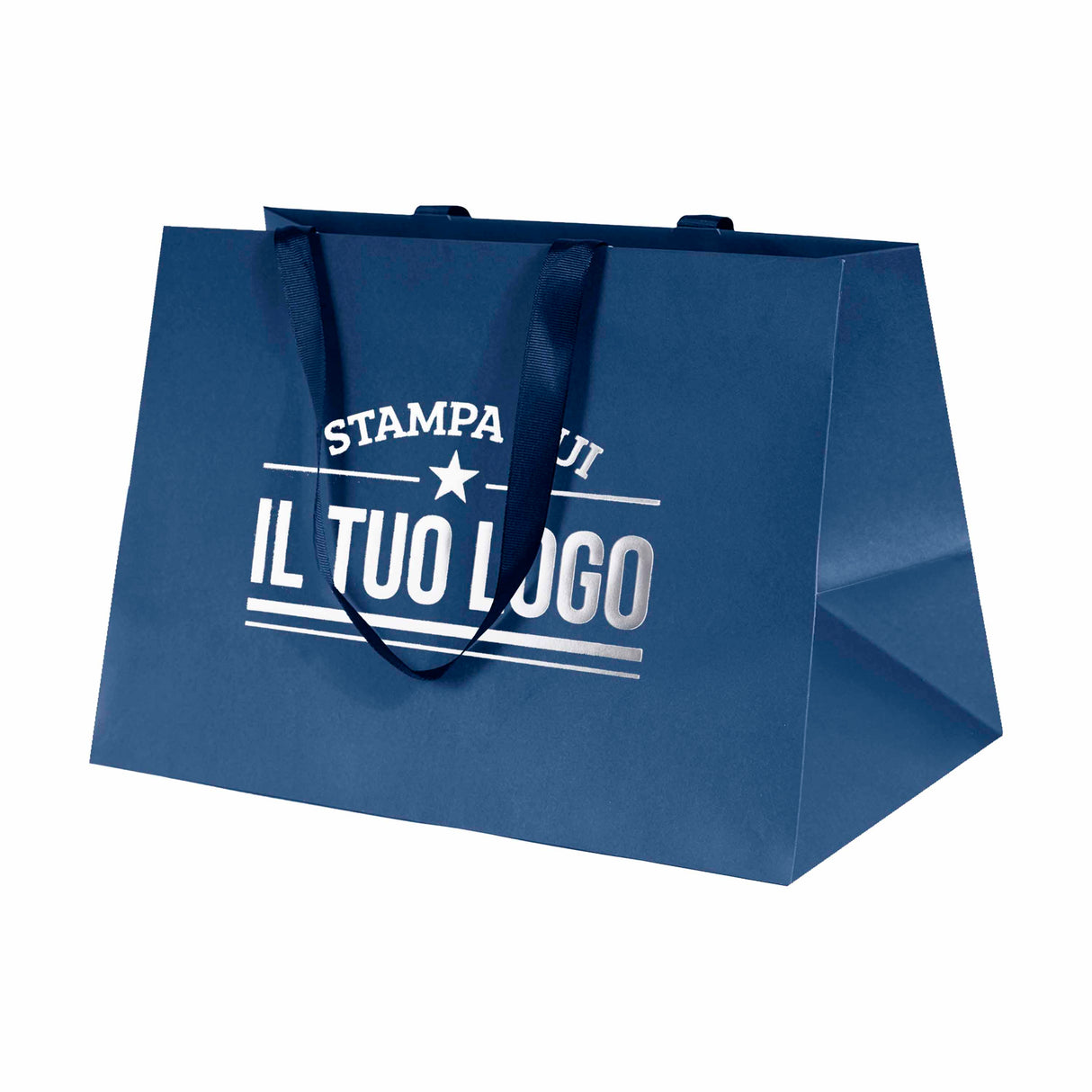 Shopper Carta Elegance manico Gros Grain Fondo Largo Personalizzabile a Caldo
