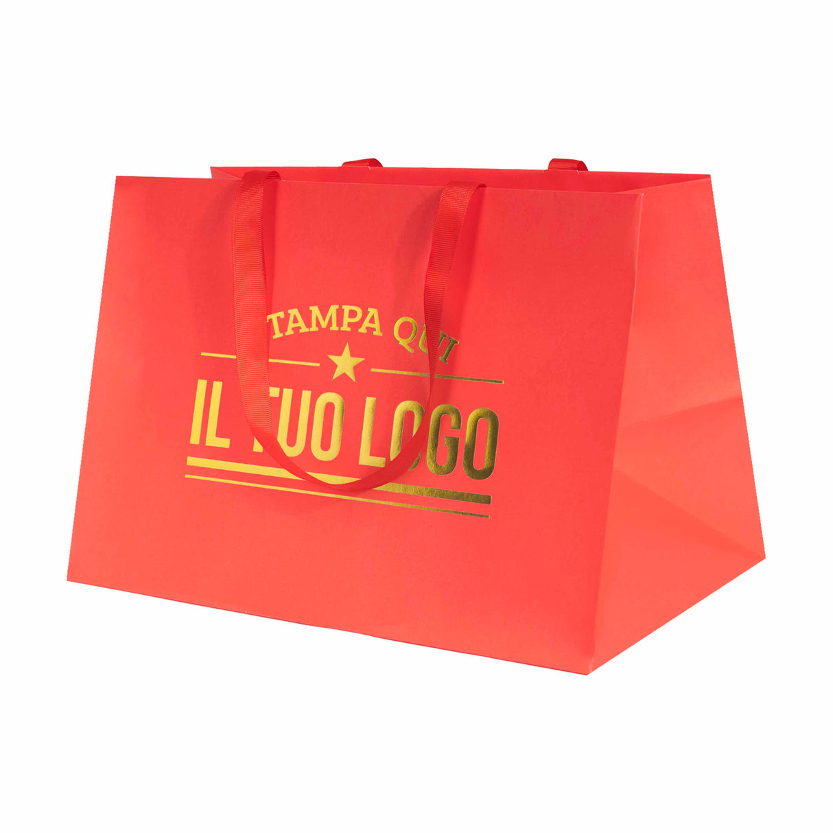 Shopper Carta Elegance manico Gros Grain Fondo Largo Personalizzabile a Caldo
