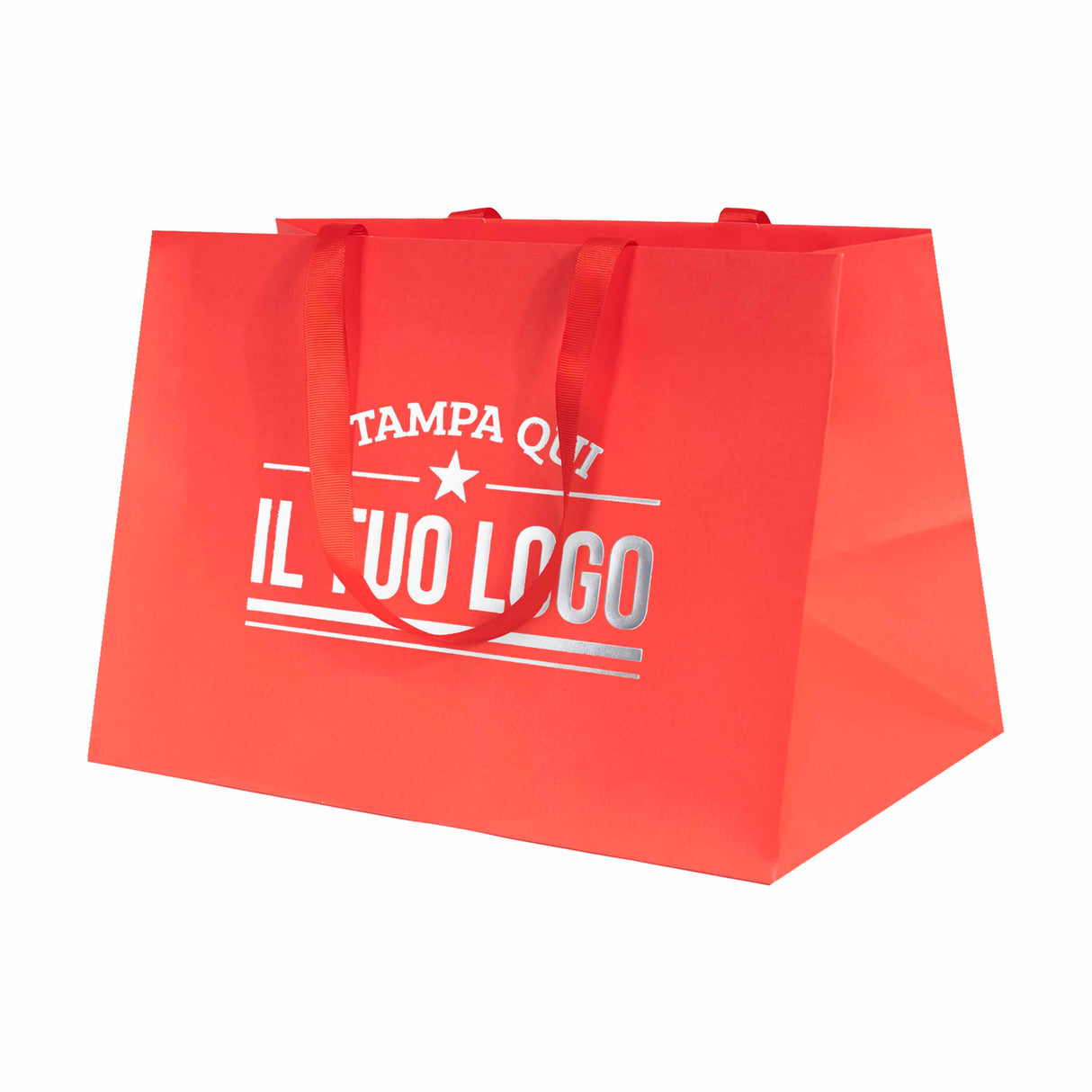 Shopper Carta Elegance manico Gros Grain Fondo Largo Personalizzabile a Caldo