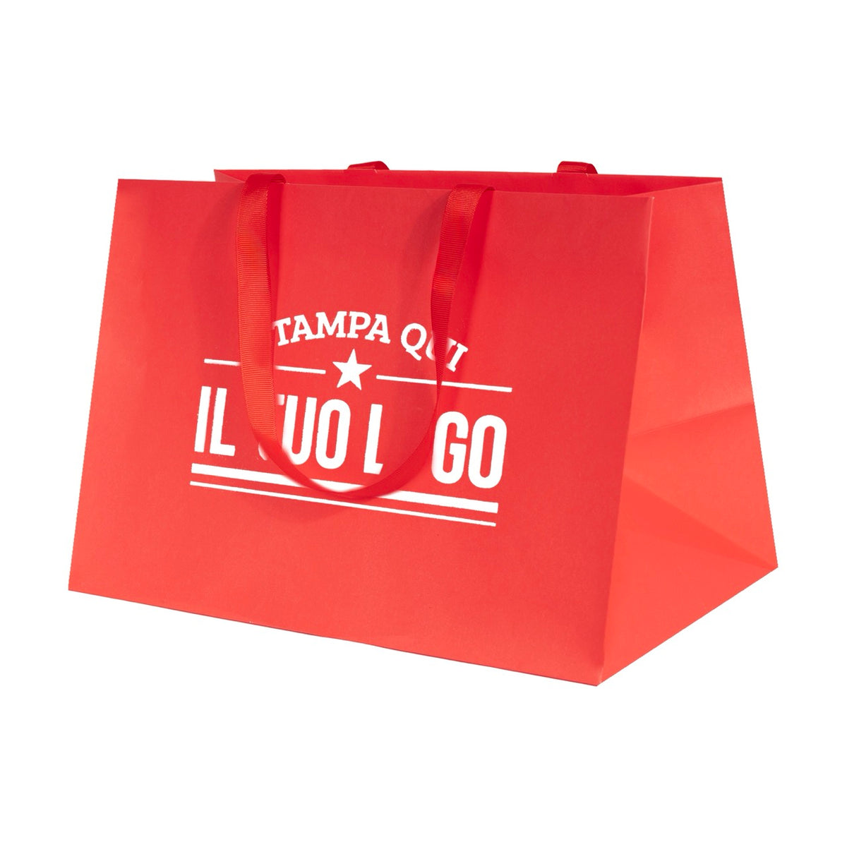 Shopper Carta Elegance manico Gros Grain Fondo Largo Personalizzabile a Caldo