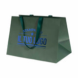Shopper Carta Elegance manico Gros Grain Fondo Largo Personalizzabile a Caldo
