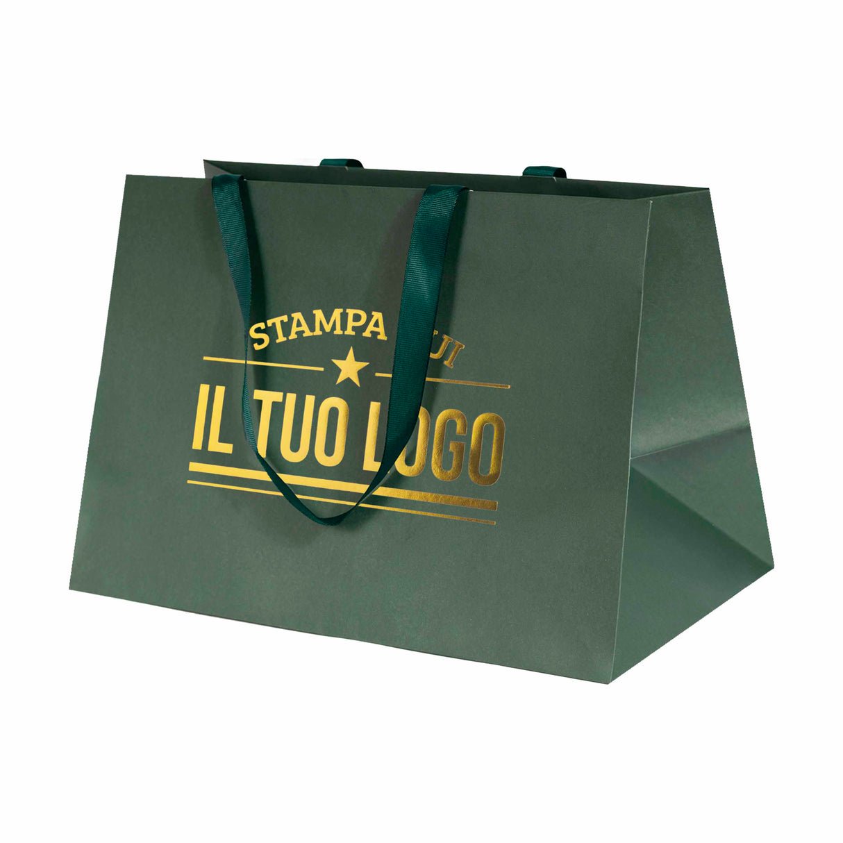 Shopper Carta Elegance manico Gros Grain Fondo Largo Personalizzabile a Caldo