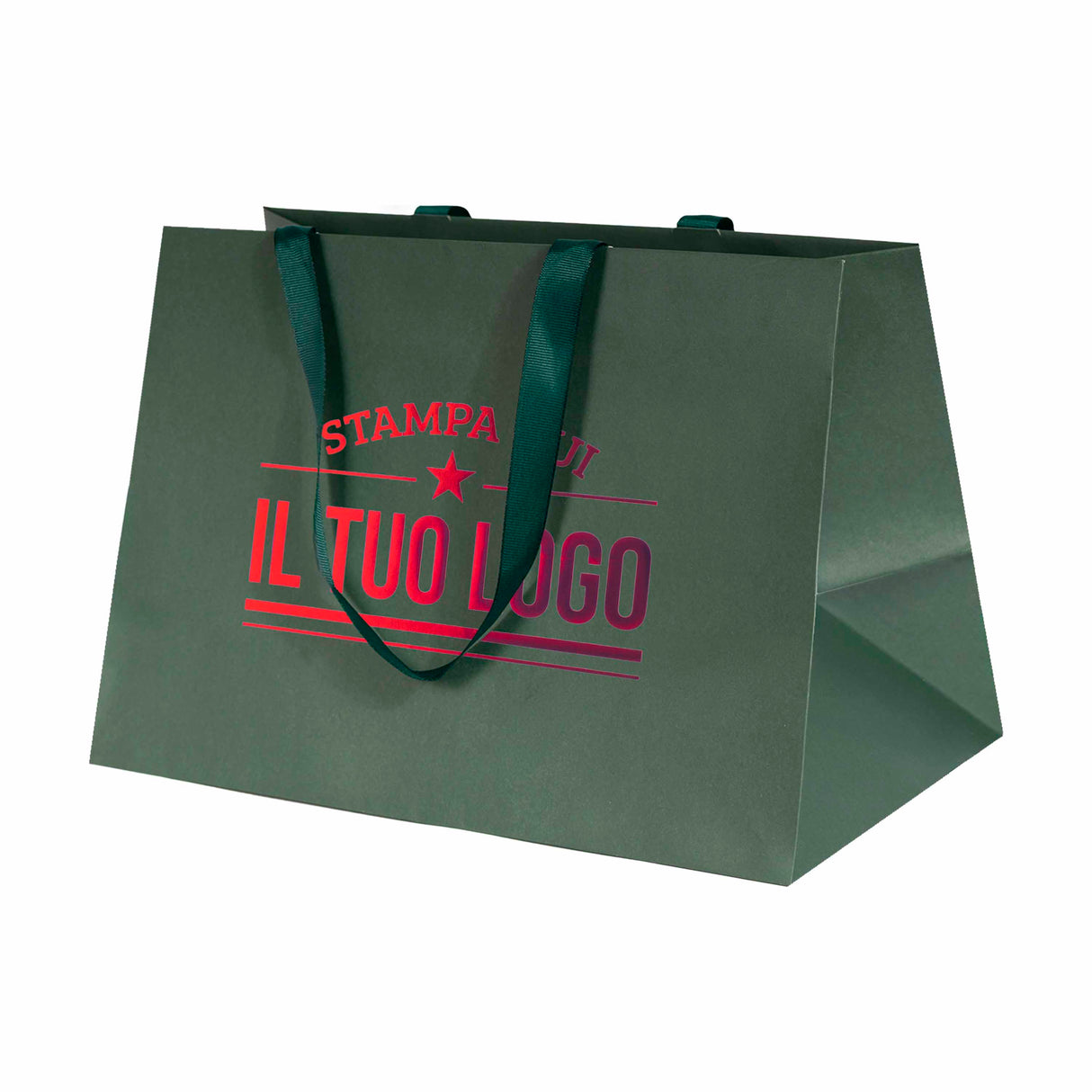 Shopper Carta Elegance manico Gros Grain Fondo Largo Personalizzabile a Caldo