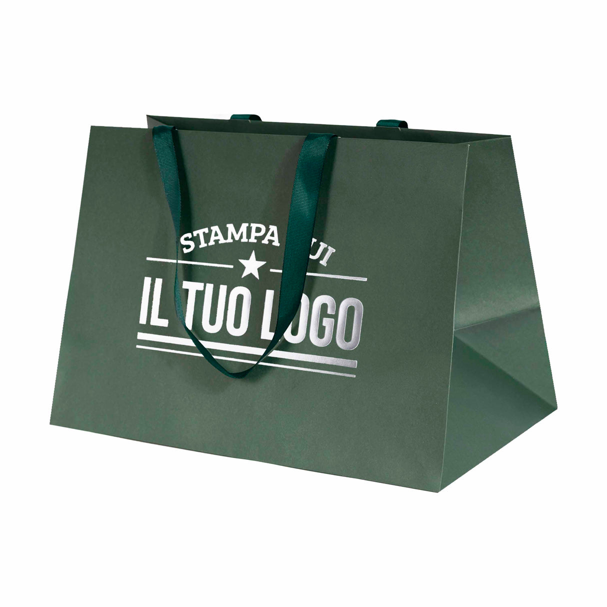 Shopper Carta Elegance manico Gros Grain Fondo Largo Personalizzabile a Caldo