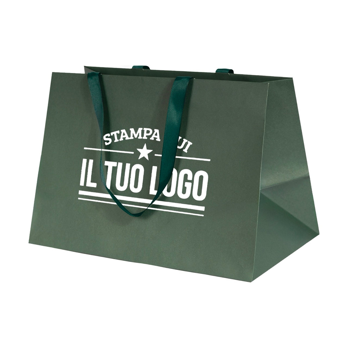 Shopper Carta Elegance manico Gros Grain Fondo Largo Personalizzabile a Caldo