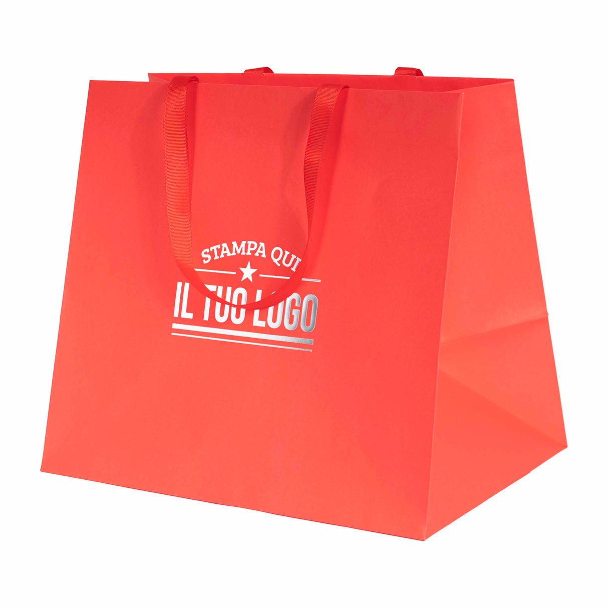 Shopper Carta Elegance manico Gros Grain Fondo Largo Personalizzabile a Caldo