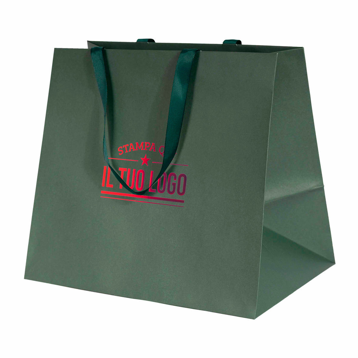 Shopper Carta Elegance manico Gros Grain Fondo Largo Personalizzabile a Caldo