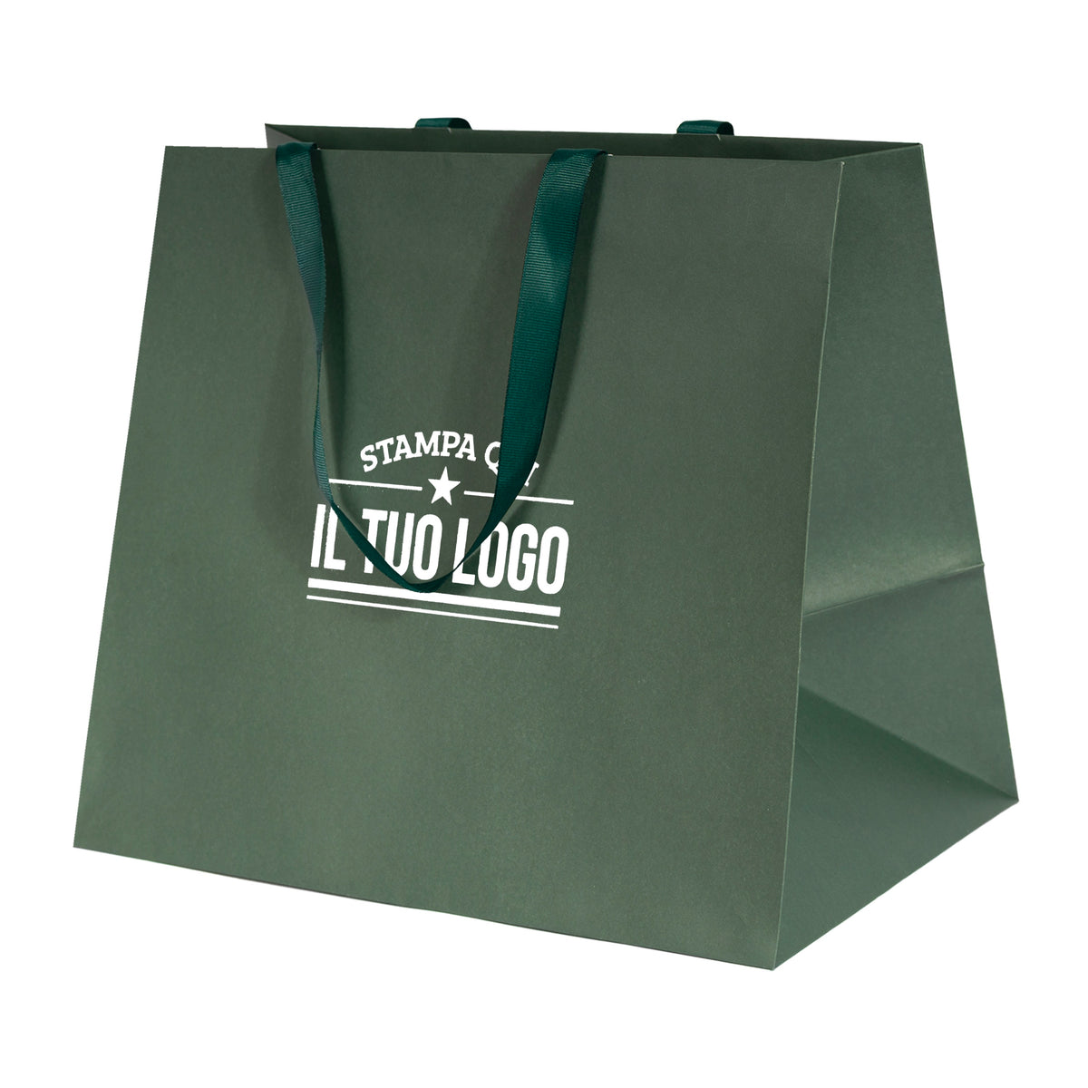 Shopper Carta Elegance manico Gros Grain Fondo Largo Personalizzabile a Caldo