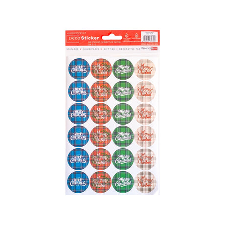 Etichette Adesive Tartan Merry Christmas Mix
