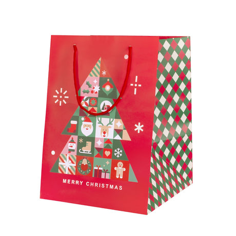 Busta Shopper fondo largo fantasia Joy Merry Christmas