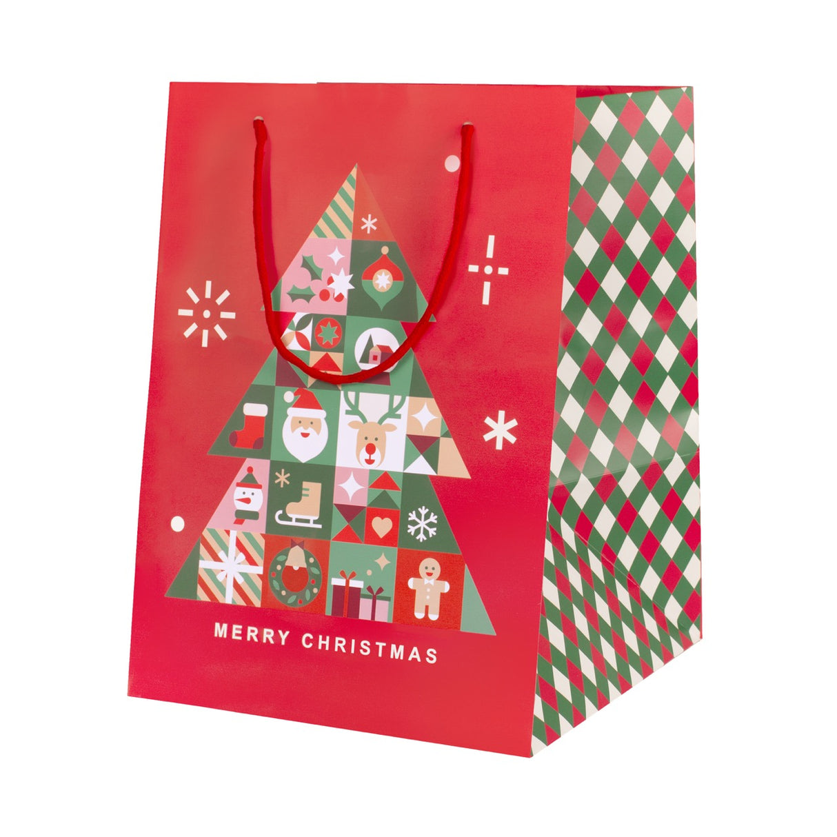 Busta Shopper fondo largo fantasia Joy Merry Christmas