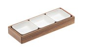 Set vassoio in Acacia con 3 ciotole melamina