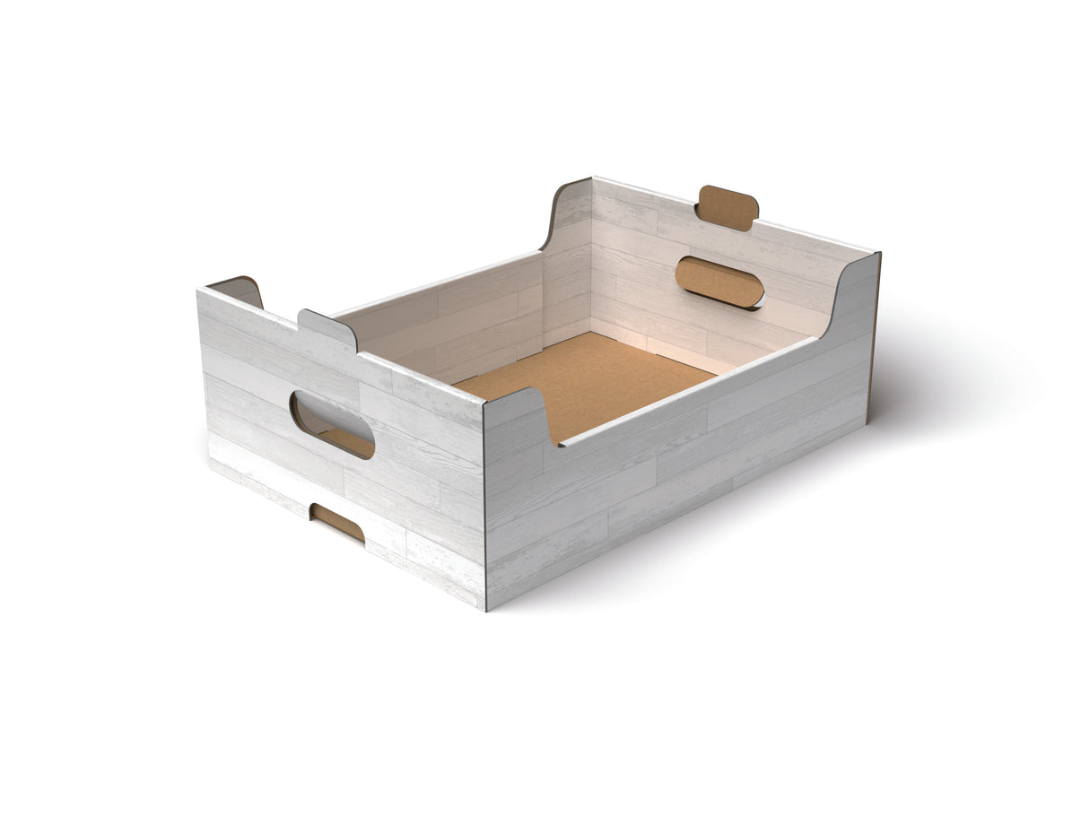 Cassetta in Cartone stampa legno bianco