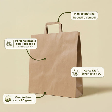 Shopper Carta Biokraft piattina Avana