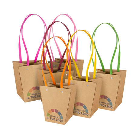 Shopper per Piante Trapezio Personalizzate, Manici Colorati Assortiti