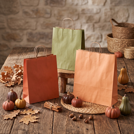 Shopper Carta Colori Autunno Manico in Cordino