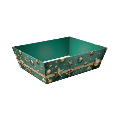 Cesto in Cartone Natalizio Decori Oro