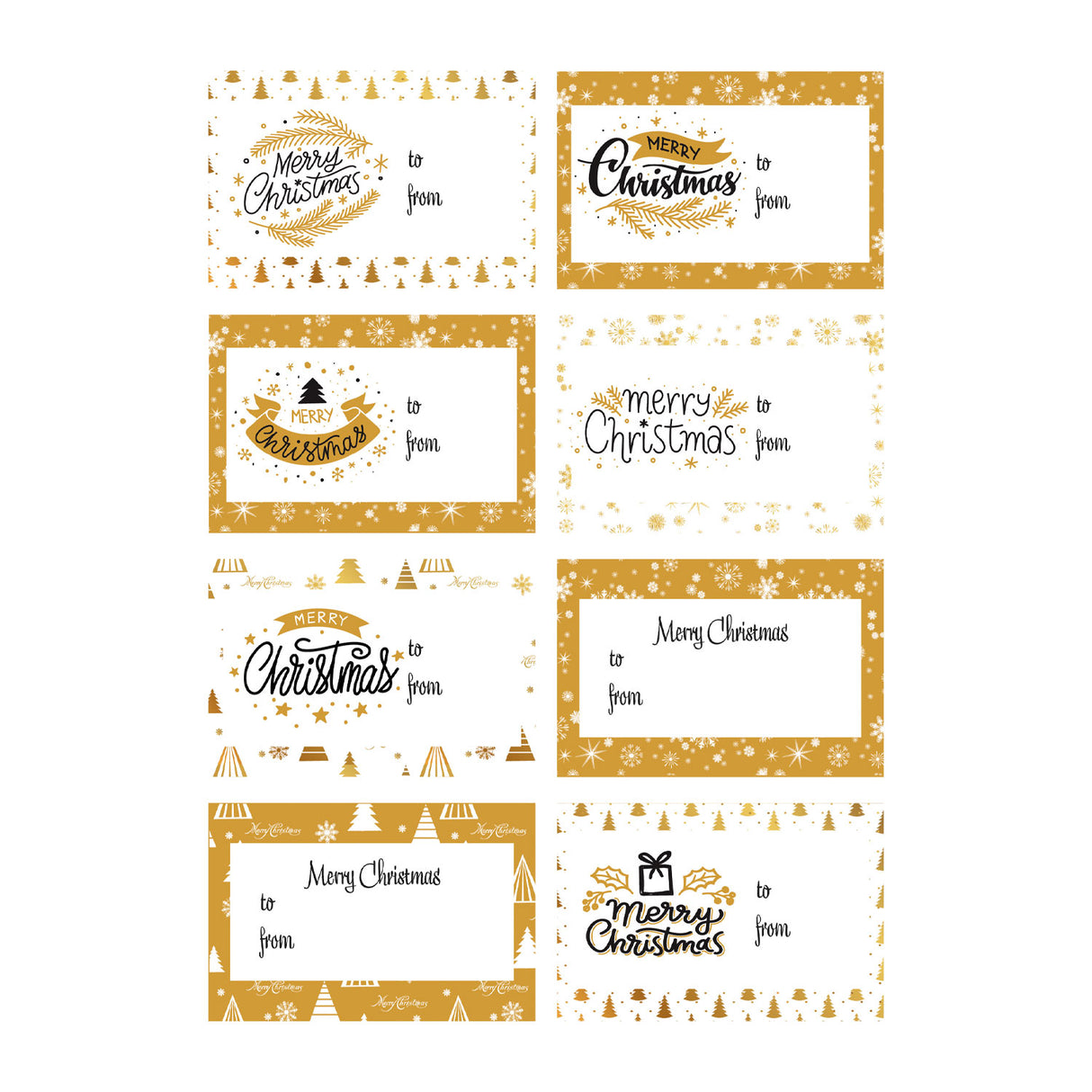 Etichette Adesive Merry Christmas Gold Mix