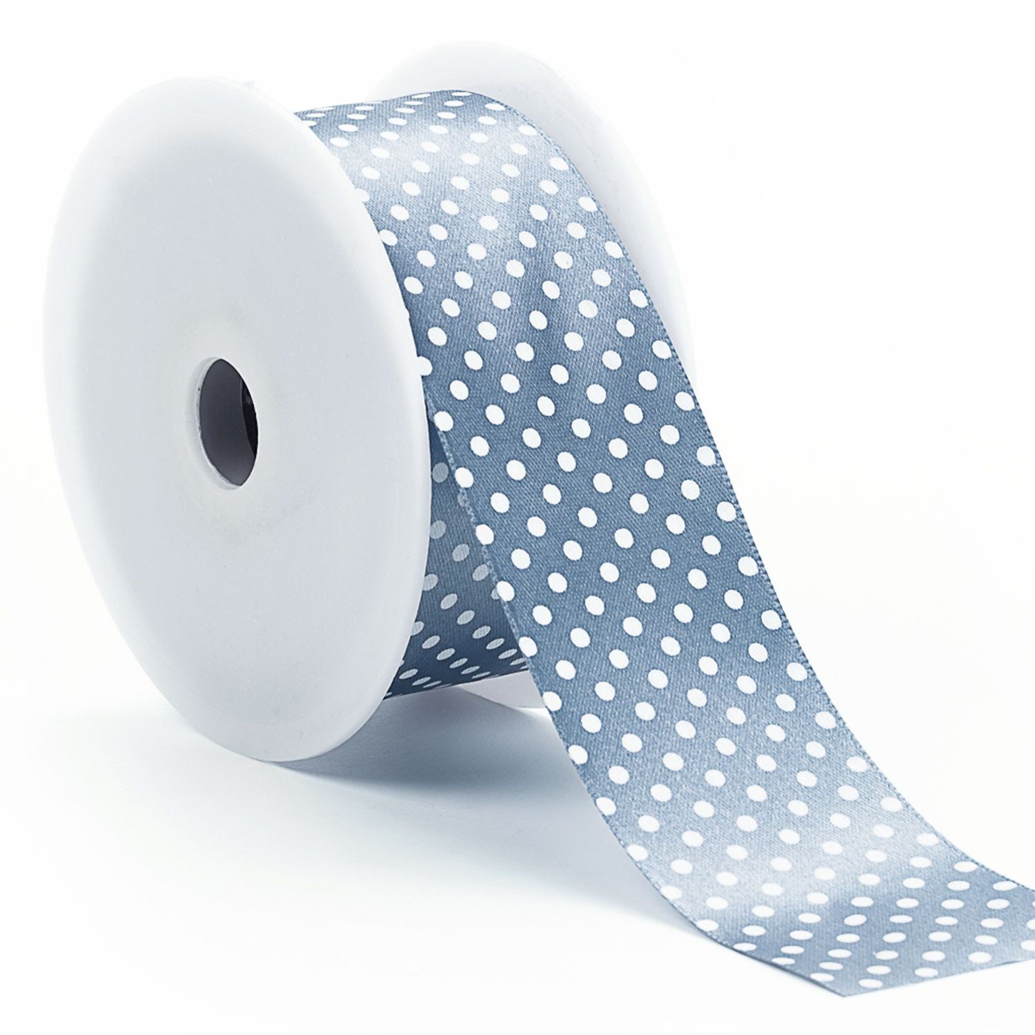 Nastro In Raso Double Face Con Pois Blu Capri – 10 Mm X 50 Metri
